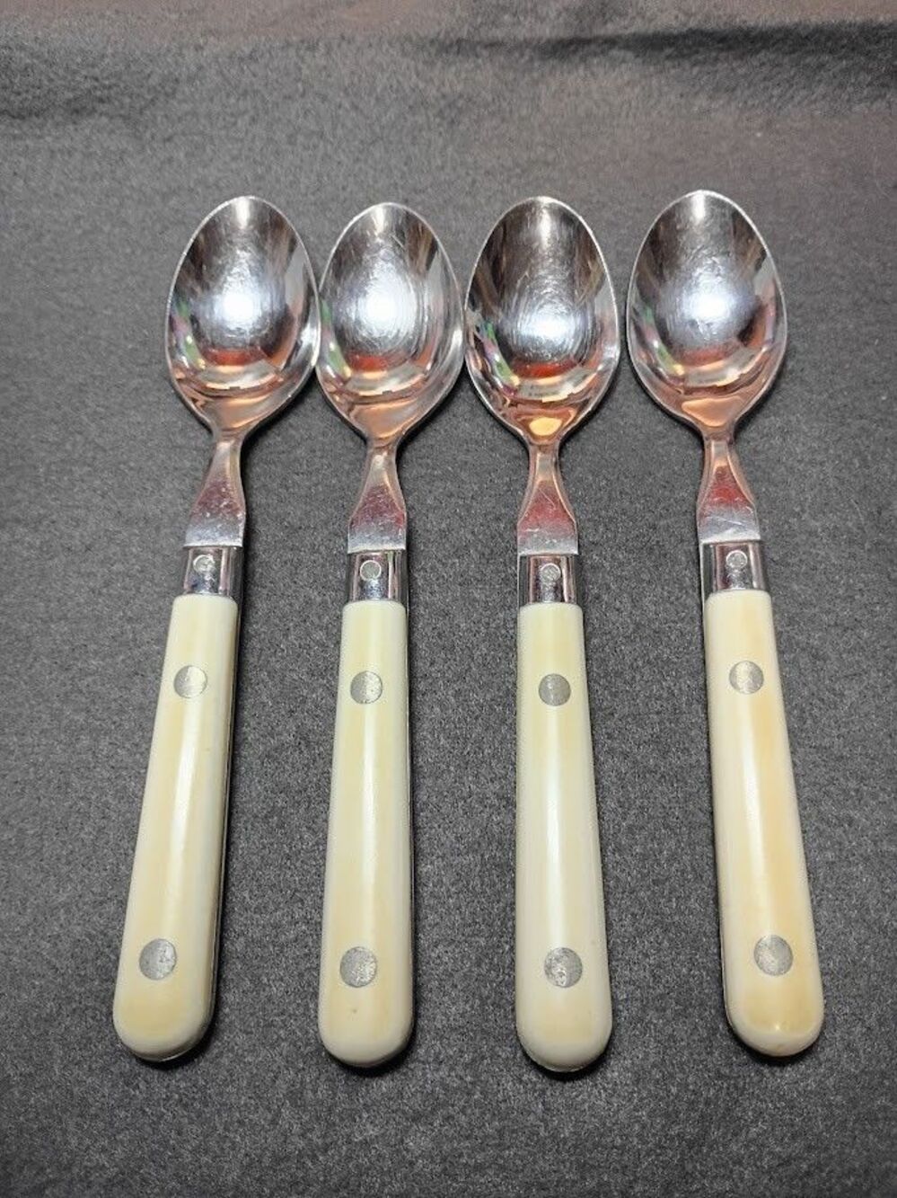 WF Mardi Gras Stainless Flatware Korea Ivory Handle 7pc Fork Spoon Set Vintage - Picture 2 of 10